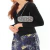 LO2364 - Imitation Rhodium White Metal Clutch with Top Grade Crystal in White