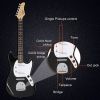 [Do Not Sell on Amazon] Glarry Full Size 6 String S-S Pickup GMF Electric Guitar with Bag Strap Connector Wrench Tool Black
