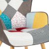 Accent Chair with Ottoman, Living Room Chair and Ottoman Set, Comfy Side Armchair for Bedroom, Creative Splicing Cloth Surface