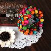 Multi-Color Wooden Beaded Stretchy Bracelet Colorful Exotic Style Elastic Bracelets For Women Girls Children