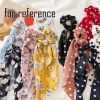 8 Pcs Floral Polka Dots Ribbon Scrunchies Hair Ties Accessories Elastic Hair Band Bow Scarf Scrunchies