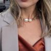 Niche personality imitation pearl neck chain clavicle chain female European and American cross-border jewelry trend geometric thick chain simple neckl
