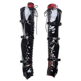 Lacquer Leather High Heels Over Lacquered Boot Covers (Option: Black-36)