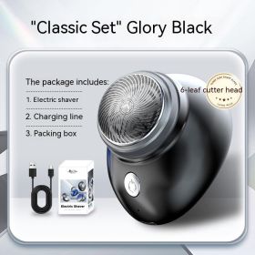 Men's USB Rechargeable Portable Mini Electric Shaver (Option: Black six Leaf Blade-USB)