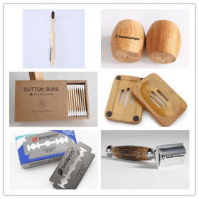 Natural Bamboo Handle Double Edged Safety Razor (Option: Bathroom 6pcs set)