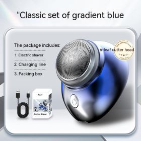 Men's USB Rechargeable Portable Mini Electric Shaver (Option: Gradient Blue six Leaf Blade-USB)