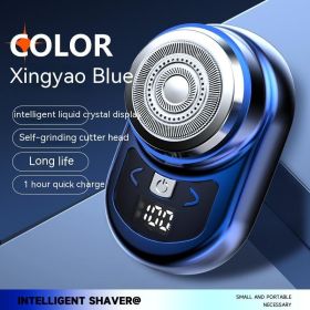 Battery Display Mini Men's USB Electric Shaver (Option: 1609Blue Ice-USB Ordinary gift box)