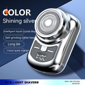 Battery Display Mini Men's USB Electric Shaver (Option: 1607Silver Ice-USB Ordinary gift box)