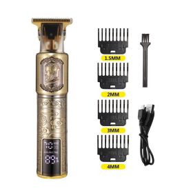 Digital Display Electric Stainless Steel Hair Clipper (Option: Head barber-USB)