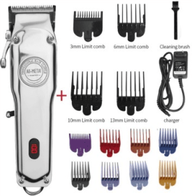 Retro Full Metal Body Electric Hair Clipper, Hair Salon Men'S Special Engraving Push White Shaved Hair Clipper (Option: Machine set-US)