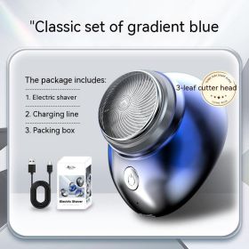 Men's USB Rechargeable Portable Mini Electric Shaver (Option: Gradient Blue Three Leaf Blade-USB)