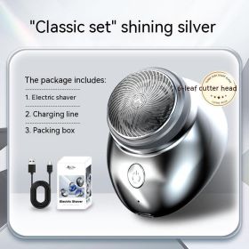 Men's USB Rechargeable Portable Mini Electric Shaver (Option: Silver six Leaf Blade-USB)