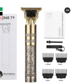 Hair salon special lettering zero pitch electric hair clipper (Option: Gold USB B)