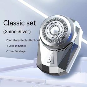 Mini Men's USB Rechargeable Electric Shaver (Option: 1610Silver Ice-USB highend gift box)