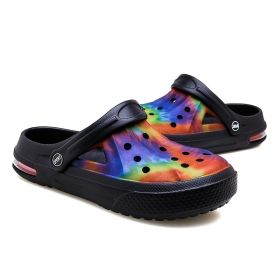 Women's Colorful Hollow Out Clogs; Lightweight Non Slip Breathable Sandals; Outdoor & Indoor Slippers (Color: White & Orange, size: 7)