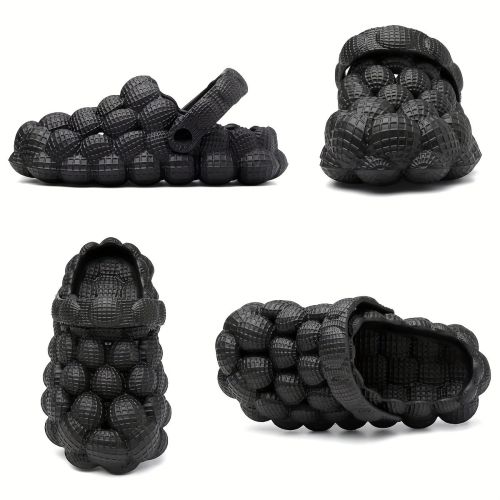 Women's Soft Sole Bubble Clogs; Lightweight Solid Color Closed Toe Adjustable Strap Sandals; Indoor & Outdoor Slippers