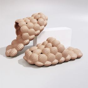 Women's Solid Ultra Cushioned Bubble Slides; Bubble Slippers (Color: Khaki, size: 45084)