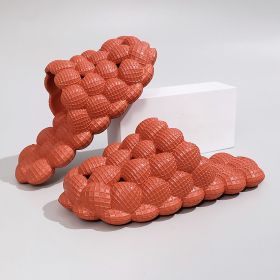 Women's Solid Ultra Cushioned Bubble Slides; Bubble Slippers (Color: Tangerine Red, size: 45084)