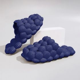 Women's Solid Ultra Cushioned Bubble Slides; Bubble Slippers (Color: Navy Blue, size: 45084)