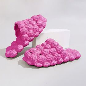 Women's Solid Ultra Cushioned Bubble Slides; Bubble Slippers (Color: Rose Red, size: 45084)