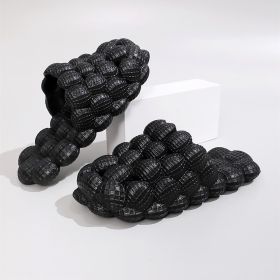 Women's Solid Ultra Cushioned Bubble Slides; Bubble Slippers (Color: Black, size: 45179)