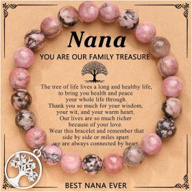 UNGENT THEM Tree of Life Bracelet Gifts for Grandma/Nana/Mother in Law/Bonus Mom/Best Mom/Gigi/Mimi/Mother of the Groom Birthday Christmas Wedding Mot (Color: Redbean, Team Name: Nana)