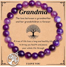 UNGENT THEM Tree of Life Bracelet Gifts for Grandma/Nana/Mother in Law/Bonus Mom/Best Mom/Gigi/Mimi/Mother of the Groom Birthday Christmas Wedding Mot (Color: Purple, Team Name: Grandma)