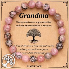 UNGENT THEM Tree of Life Bracelet Gifts for Grandma/Nana/Mother in Law/Bonus Mom/Best Mom/Gigi/Mimi/Mother of the Groom Birthday Christmas Wedding Mot (Color: Redbean, Team Name: Grandma)