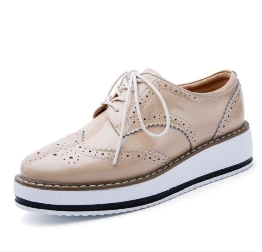 Leathe Square-Toe Lace-up Platform Oxford Sneakers