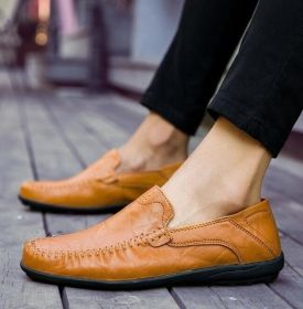 Mens Slip-On Casual Shoes (Color: Light Brown, size: 42)