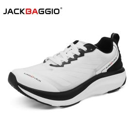 JACKBAGGIO Running Shoes For Marathon Professional Running Sports Shoes; Full Palm Foot Arch Carbon Plate; Thick-soled Shock-Absorbing (USA Size: 8, Color: White)