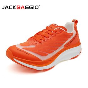 JACKBAGGIO Running Shoes For Marathon Professional Running Sports Shoes; Full Palm Foot Arch Carbon Plate; Thick-soled Shock-Absorbing (USA Size: 5.5, Color: Orange)