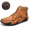 Spring Autumn High Top Leather Shoes Winter Fleece Martin Boots Men Casual Sport Waterproof 38-48 Sock Mouth Outdoor Retro Cozy