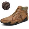 Spring Autumn High Top Leather Shoes Winter Fleece Martin Boots Men Casual Sport Waterproof 38-48 Sock Mouth Outdoor Retro Cozy