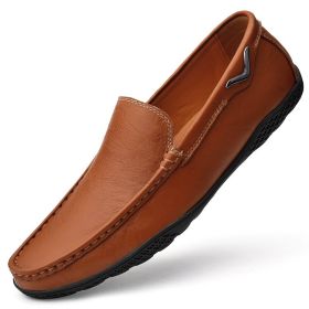 Leather Men Shoes Luxury Trendy 2022 Casual Slip on Formal Loafers Men Moccasins Italian Black Male Driving Shoes Sneakers (Color: Auburn, size: 42)