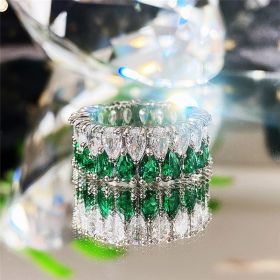 Huitan Fashion Eternity Promise Rings Women Colorful Cubic Zircon Stylish Female Accessories for Party Daily Wear Luxury Jewelry (Main Stone Color: F1214, Ring Size: 6)