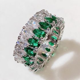 Huitan Fashion Eternity Promise Rings Women Colorful Cubic Zircon Stylish Female Accessories for Party Daily Wear Luxury Jewelry (Main Stone Color: F1216, Ring Size: 10)