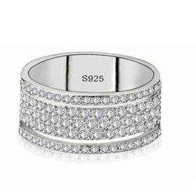 Exquisite Bridal Wedding Silver Rings for Women White Crystal Princess Engagement Diamond Ring (Color: Silver, size: 11)