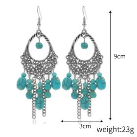 Cross border Amazon ethnic style earrings European and American turquoise vintage national style earrings set Bohemian earrings (colour: (12) E2204-6)