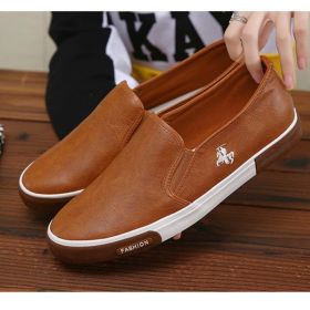 Casual Shoes Men Comfortable PU Leather Mens Loafers Handmade Design Flats Sneakers Men Slip on Lazy Driving Brand Men Shoes (Color: Auburn, size: 39)