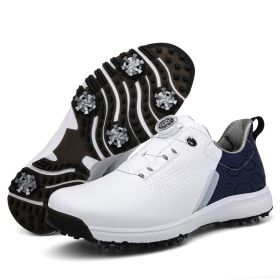High Quality Professional Men's Golf Shoes Waterproof Non-Slip Golf Men's Golf Shoes Golf Women's Golf Shoes Golf Training Shoes (Color: white blue, size: EUR 40)