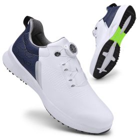 High Quality Professional Men's Golf Shoes Waterproof Non-Slip Golf Men's Golf Shoes Golf Women's Golf Shoes Golf Training Shoes (Color: white blue-2, size: EUR 46)