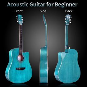 ADM Acoustic Cutaway Guitar Beginner Package;  41 Inches (Color: cerulean)