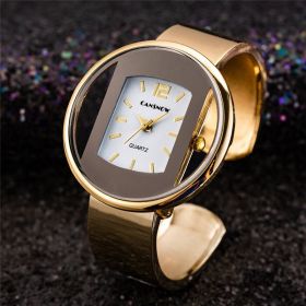 New Ladies Watch Steel Band Bracelet (Color: golden grey)