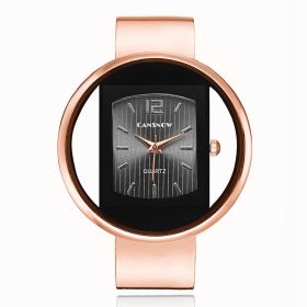 New Ladies Watch Steel Band Bracelet (Color: rose gold black)