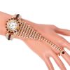 Ladies Full Diamond Claw Chain Ring Set Watch