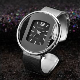 New Ladies Watch Steel Band Bracelet (Color: silver black)