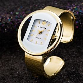 New Ladies Watch Steel Band Bracelet (Color: golden white)