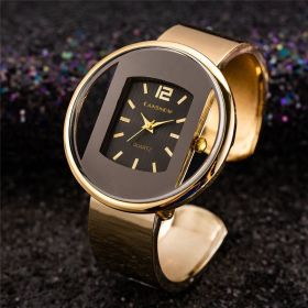 New Ladies Watch Steel Band Bracelet (Color: golden black)