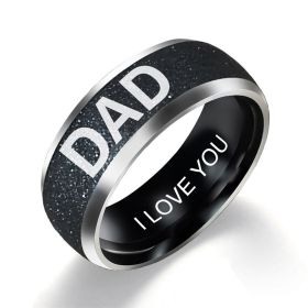 Engraving Text LOVE MOM DAD SON DAUGHTER Stainless Steel Couple Rings For Women And Man Family Ring Couples Jewelry (Sive: 11, Style: DAD)